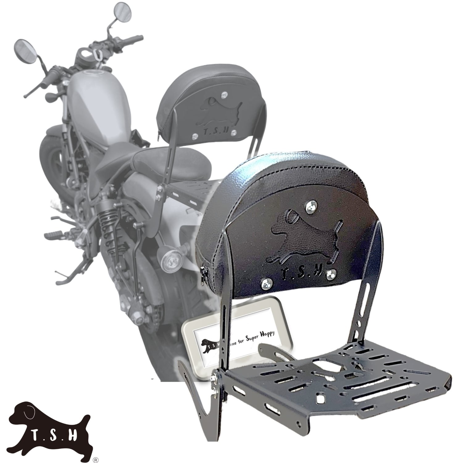 T.S.H バイク用バックレスト付きリアキャリア Honda Rebel ホンダ