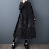 異素材 切替 シャツワンピース 00210