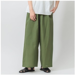 SALE！綿麻レーヨン裏付きストレートイージーパンツ/M～L/カーキ