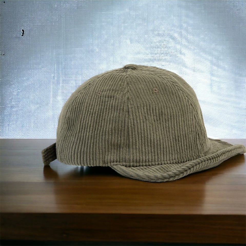 コーデュロイ アンパイアキャップ グリーン ツバ短 ショート