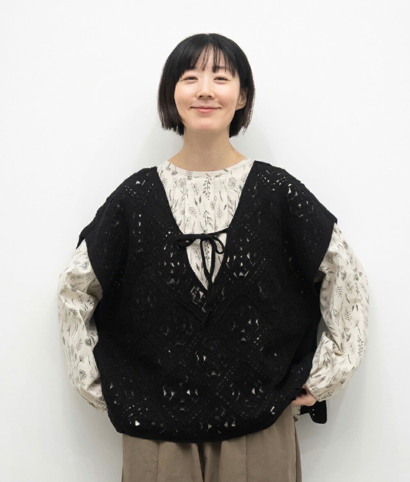 SUN VALLEY サンバレー / 綿 アクリル かぎ針 編み 2WAY ポンチョ