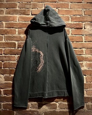 【Caka act3】Map Print Design Good Fade Green Pullover Hoodie