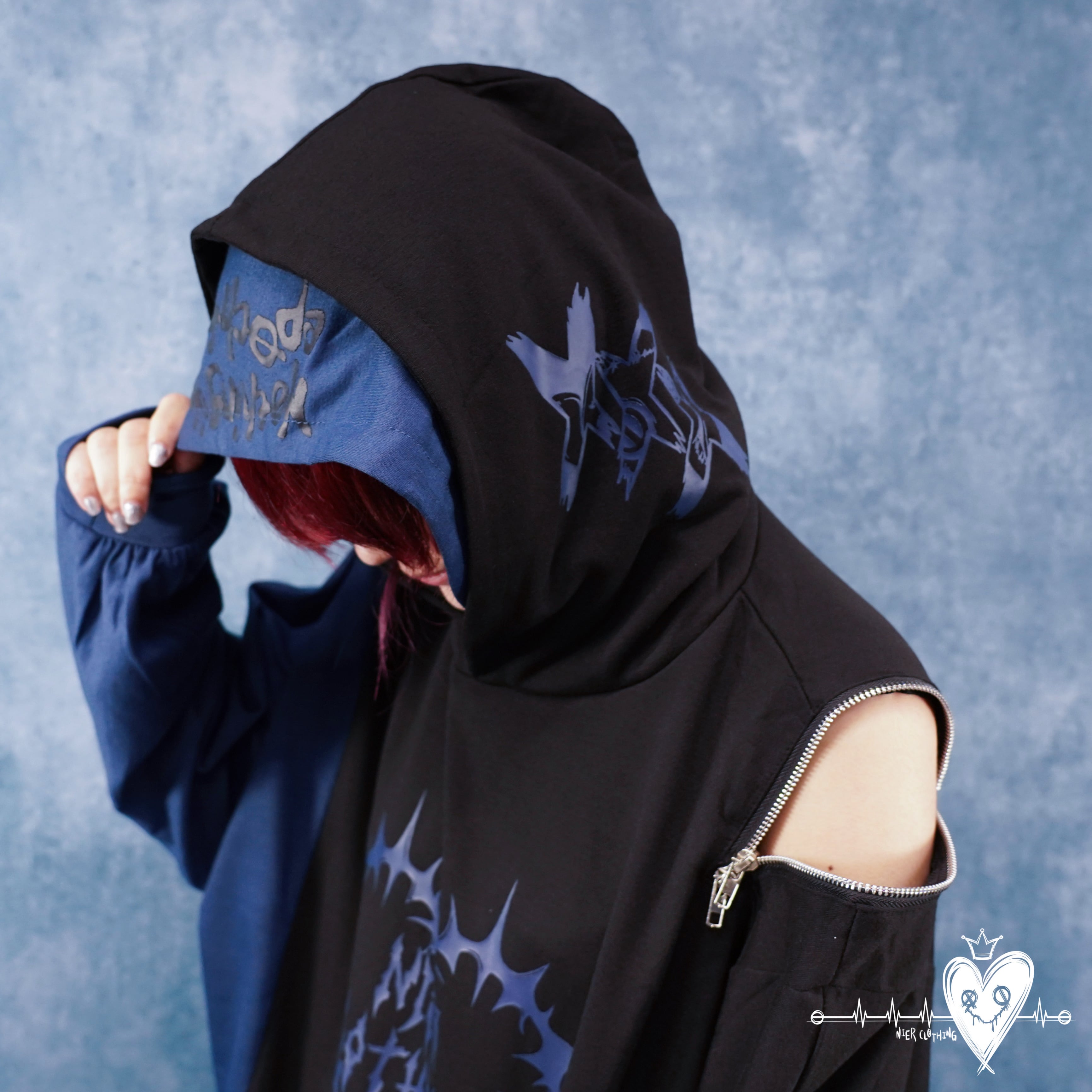 9/11日ゾロ目の日目玉SUPER SALE》W HOOD BICOLOR PARKA【BLUE×BLACK