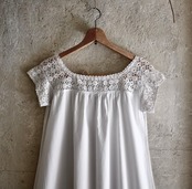 フランス 1900s 千の白花の綴るクロッシェレースロングワンピース アンティーク