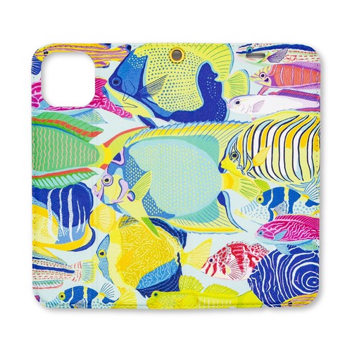 【iPhone手帳型ケース】海水魚たちの行進