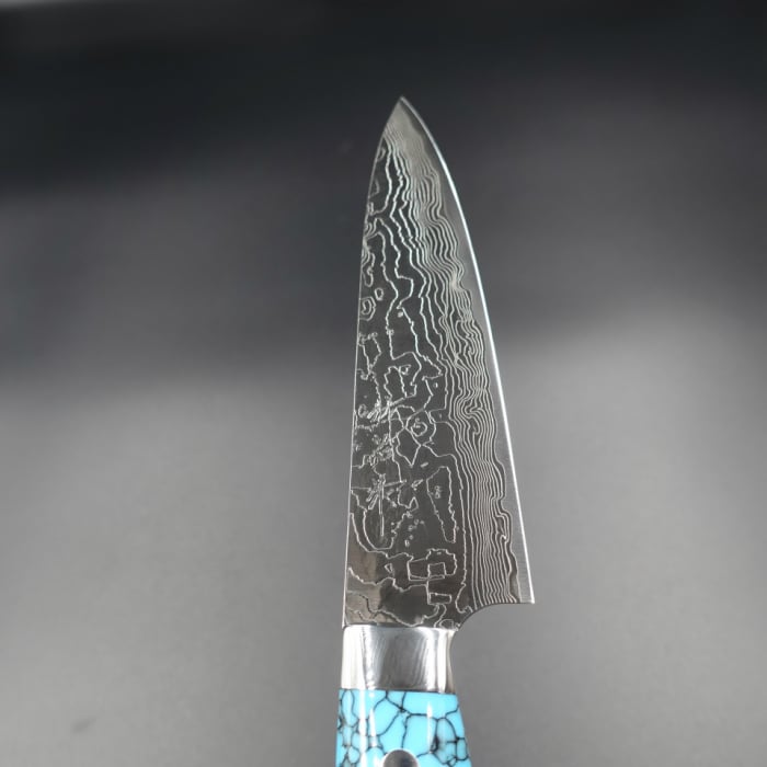 佐治作 ペティ ナイフ R2 粉末ハイス鋼 ダマスカス 130mm 青