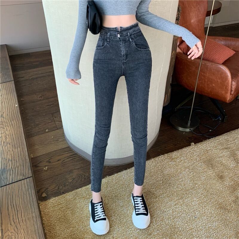 ジーンズ スプリングオータムハイウェスト薄手パンツ 春物 秋物 1号婦人71473637507