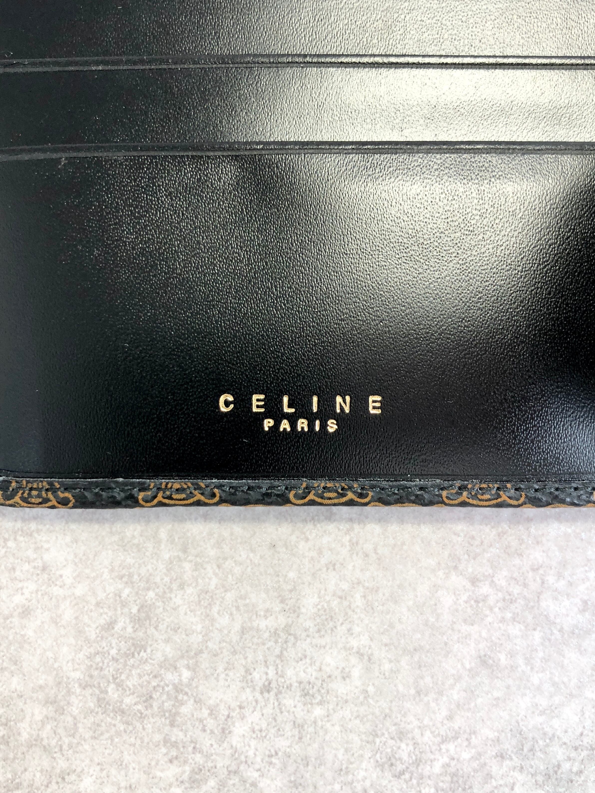 CELINE セリーヌ マカダム 財布 ブラック PVC レザー 2つ折り vintage