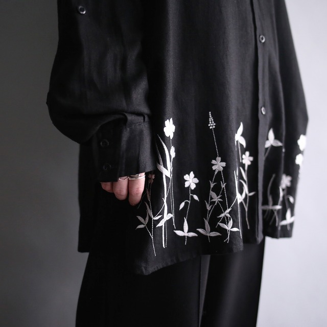 flower embroidery design black shirt jacket