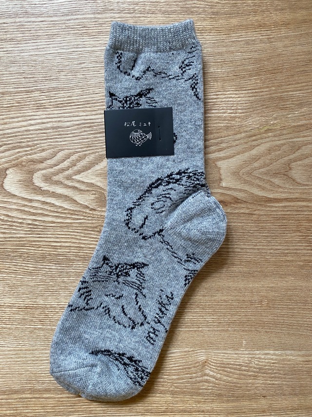 ソックス｜松尾ミユキ Cat Wool blend socks ウール混