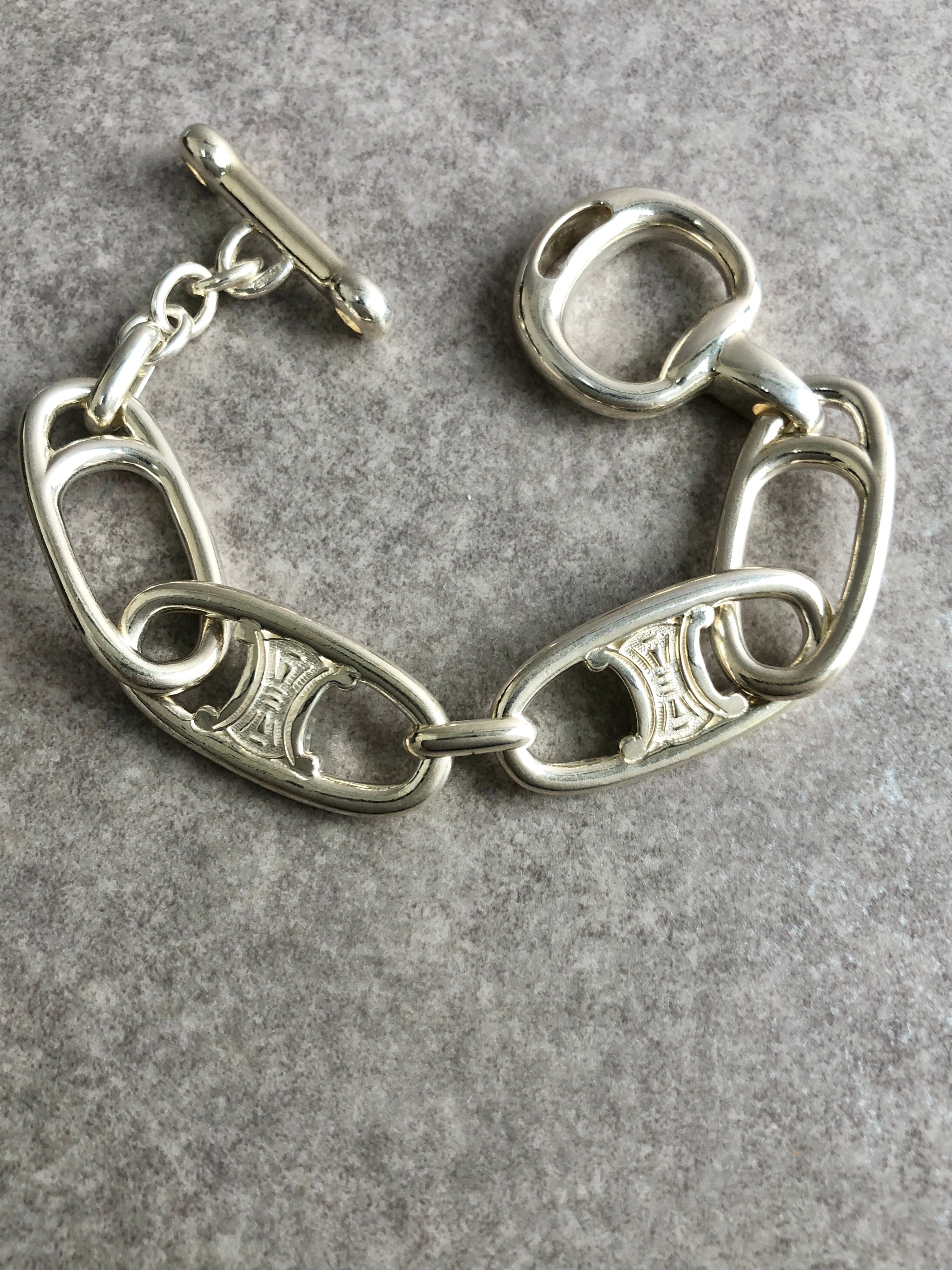 稀少品　美品　セリーヌ　ビンテージ　ブレスレット　シルバーカラー CELINE セリーヌ ブレスレット シルバー トリオンフ SILVER925 vintage