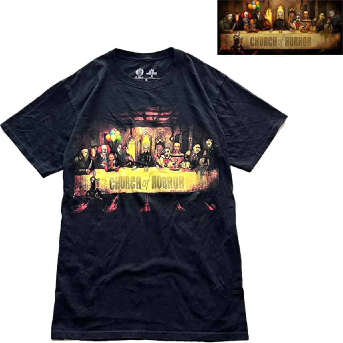 1点物◇チャーチオブホラー最後の晩餐プリントTシャツ古着メンズSM