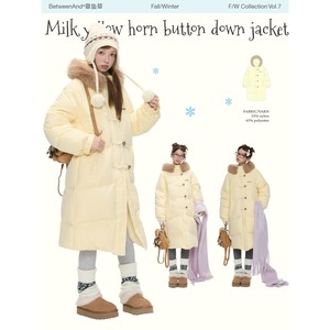 [BETWEENAND] Long Cowhide Button Down Jacket