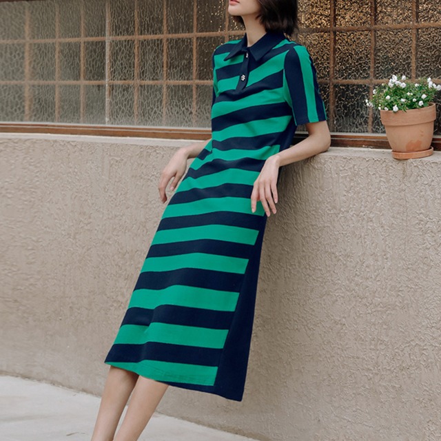 ボーダーカジュアルワンピース　21608
