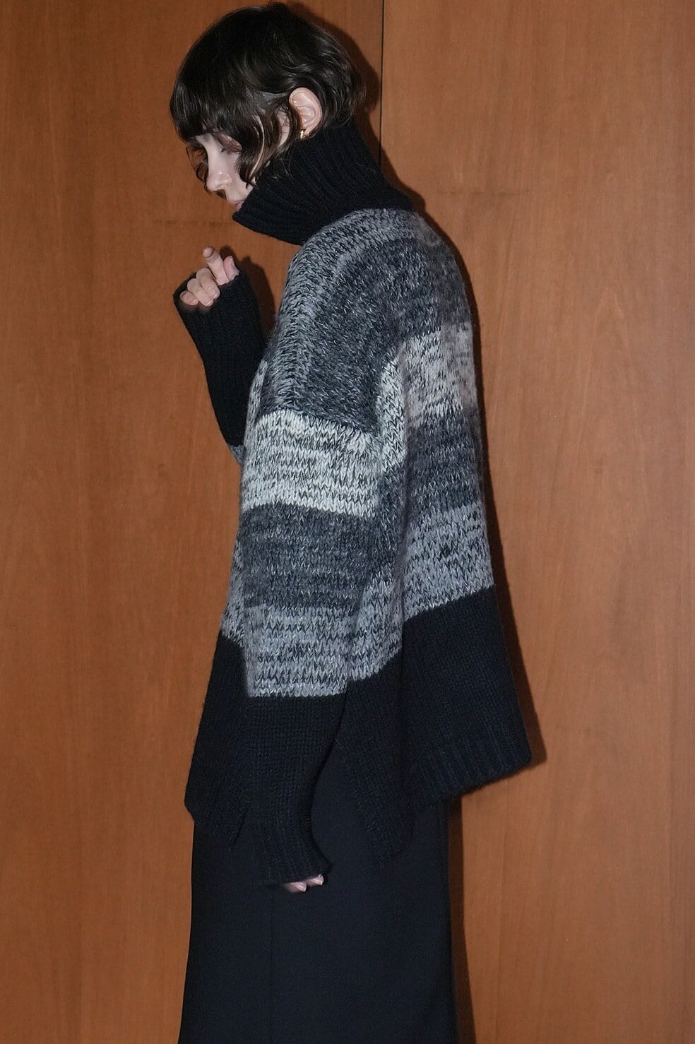 トップス CLANE GRADATION BORDER WIDE KNIT TOPS CLANE GRADATION BORDER WIDE KNIT TOPS