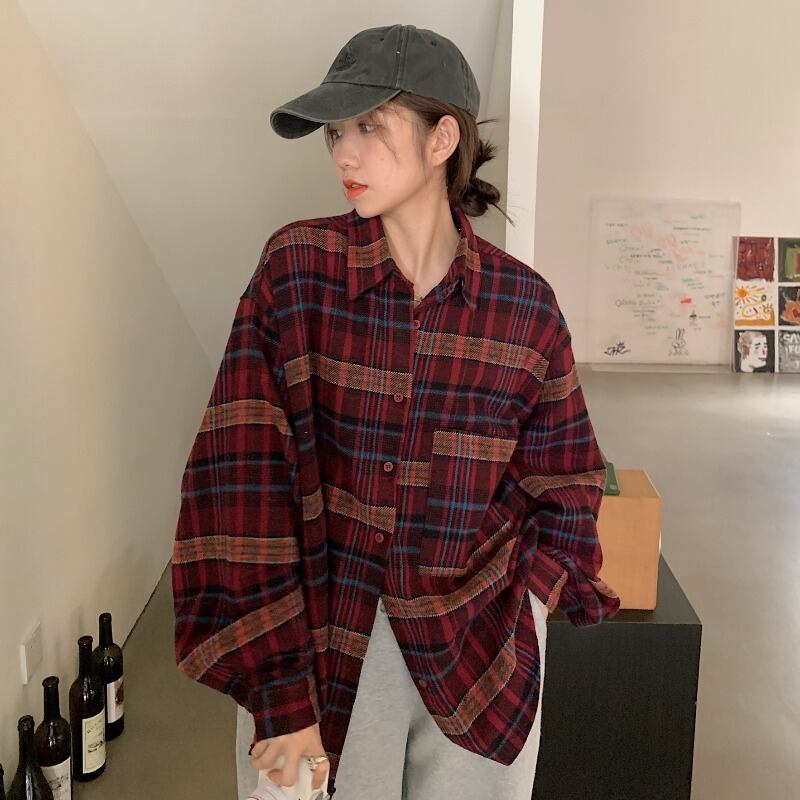 シャツ オータムジャケット スタンダード格子柄 レトロ 秋物 1号婦人60104719101