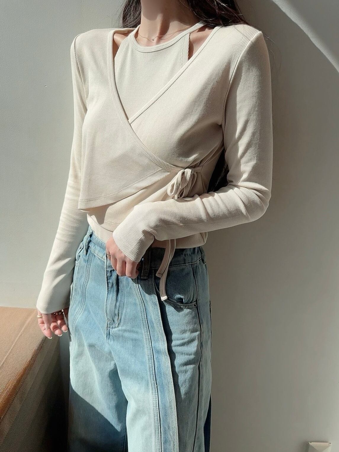 Cachecoeur cami set / cream,black(4月中旬頃発送予定)