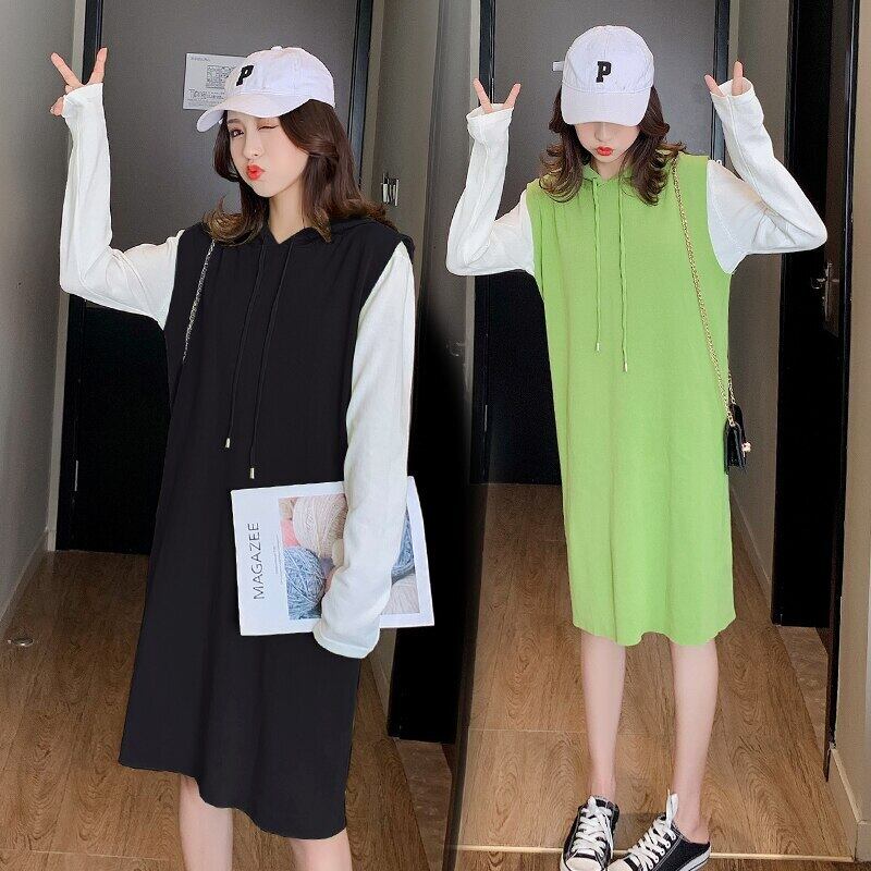 【新作】【送料無料】 9368＃マタニティ服フード付き襟スウィーティー2個マタニティドレスセット服妊婦妊婦スーツ 大人ガーリー スウィート キュート カジュアル AL expec314974084893