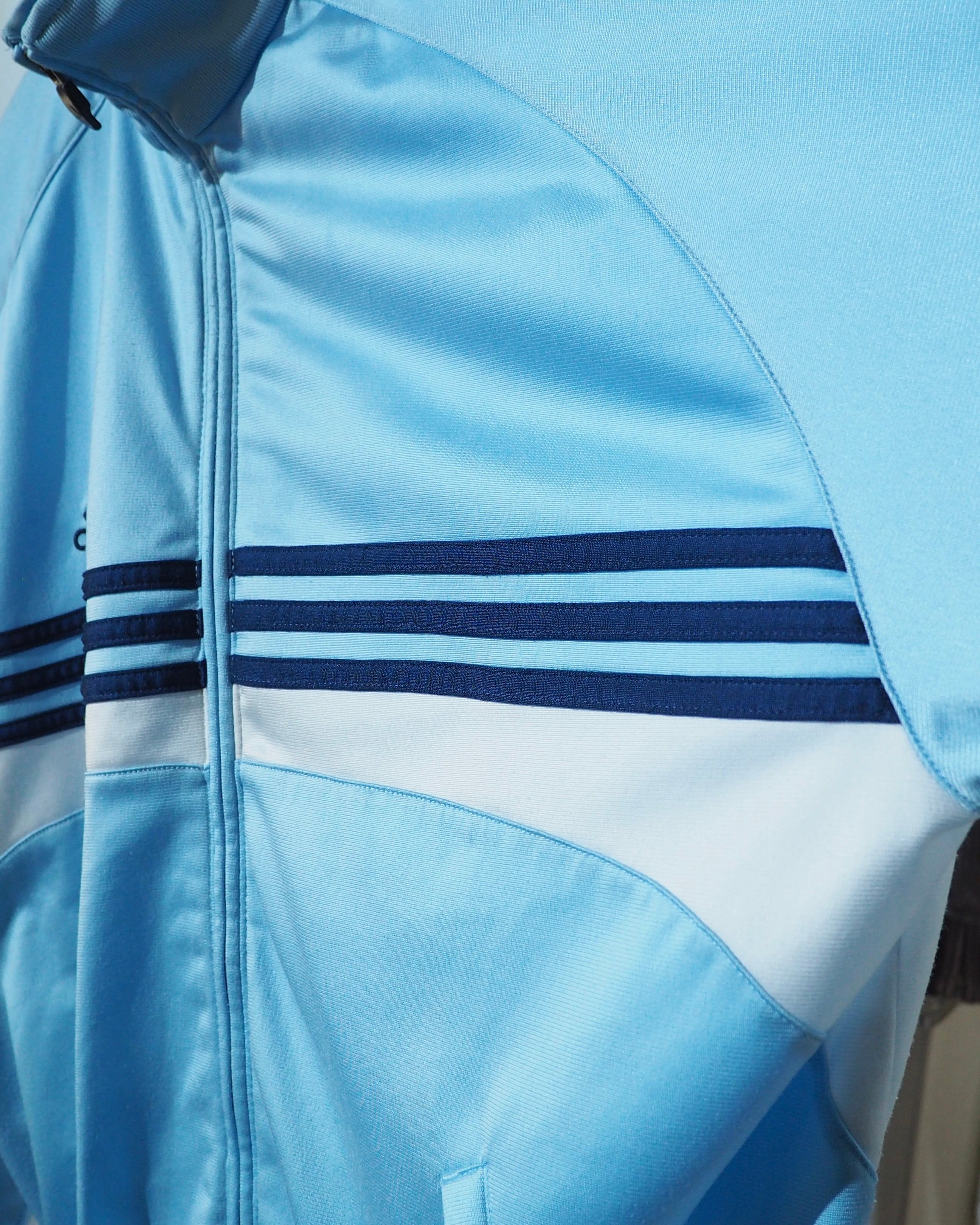 2000s ” adidas ” Shiny Light Blue × Three Line Embroidery Over silhouette Track jacket