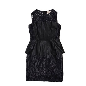 sea New York   leather trim lace dress