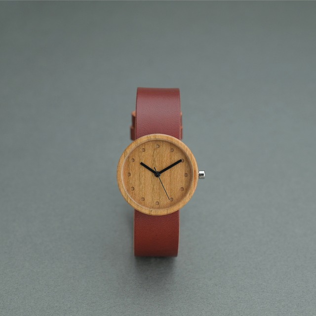 Cherry wood - Organic leather Red - M