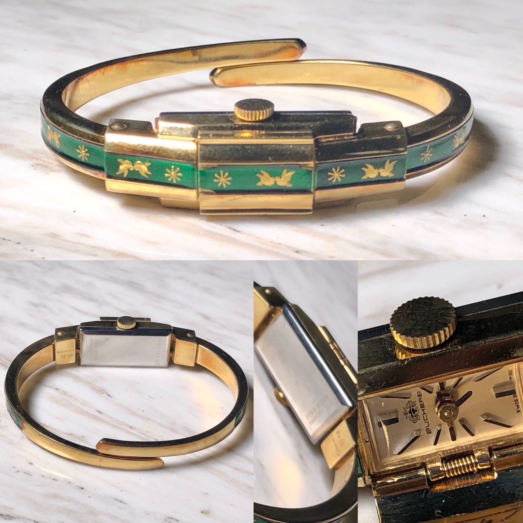 Bucherer あつい 金バングル時計