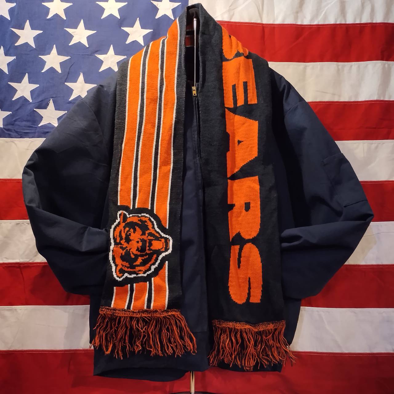 Used マフラー◆NFL Chicago BEARS ブラック×オレンジ◆USA古着 サッカーマフラー