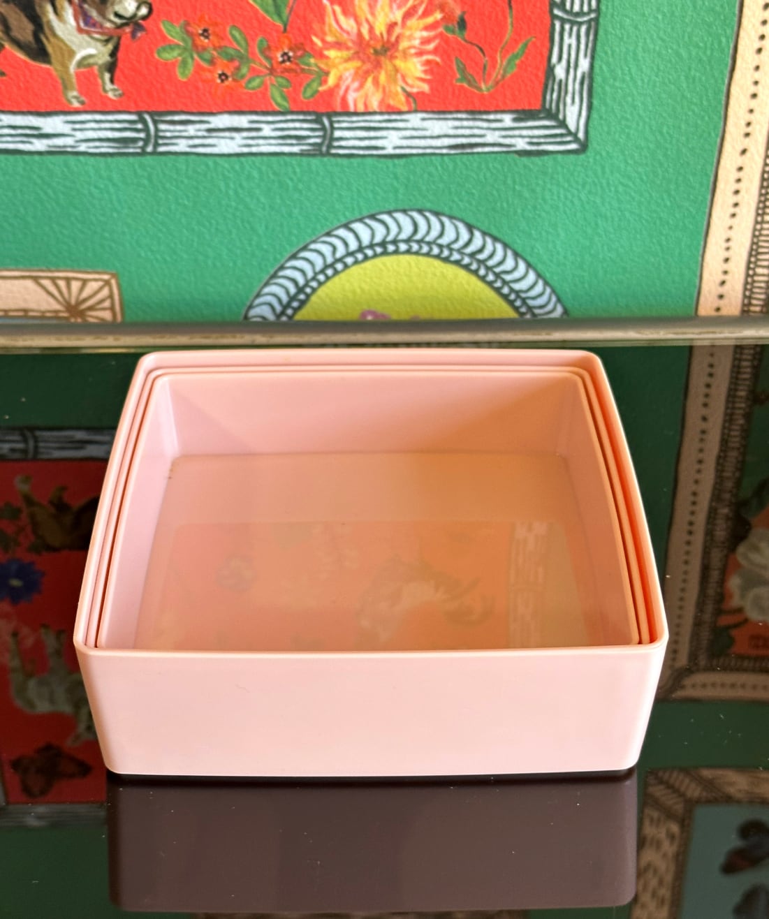 昭和レトロ 3段小物入れ 花柄重箱 入れ子 キャンプ お道具箱 レトロ