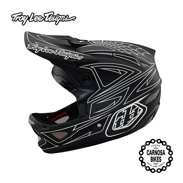 【Troy Lee Designs】D3 FIBERLITE HELMET [D3 ファイバーライト ヘルメット] Spiderstripe Black 2023