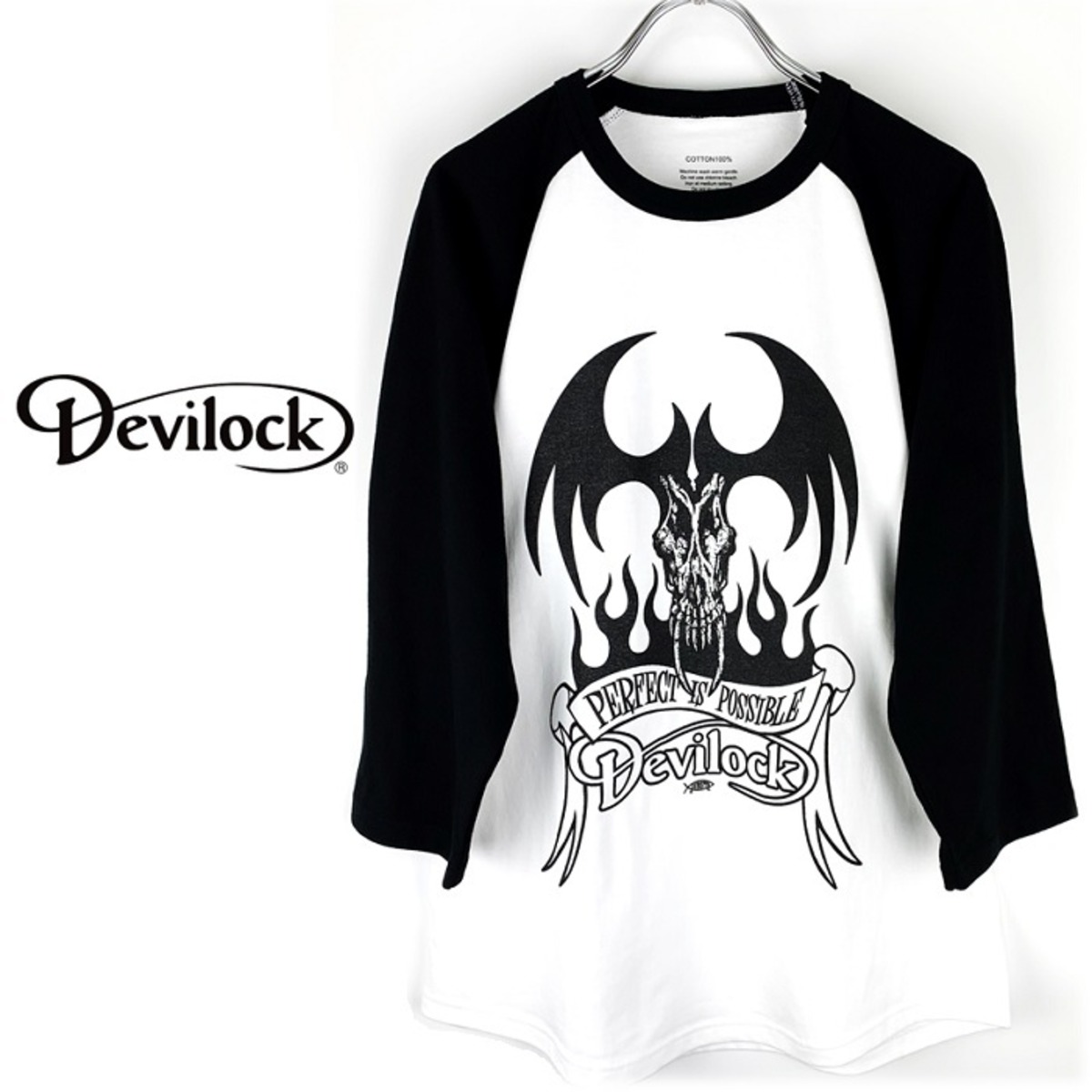 再入荷】DEVILOCK デビロック「FIRE TATTOO RAGLAN TEE」ラグランT  