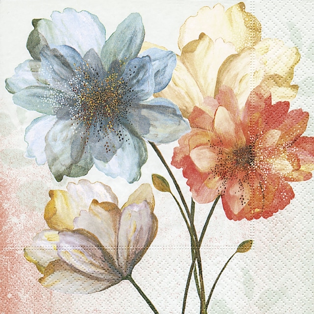 【Paper+Design】バラ売り2枚 カクテルサイズ ペーパーナプキン Portrait of flowers クリーム