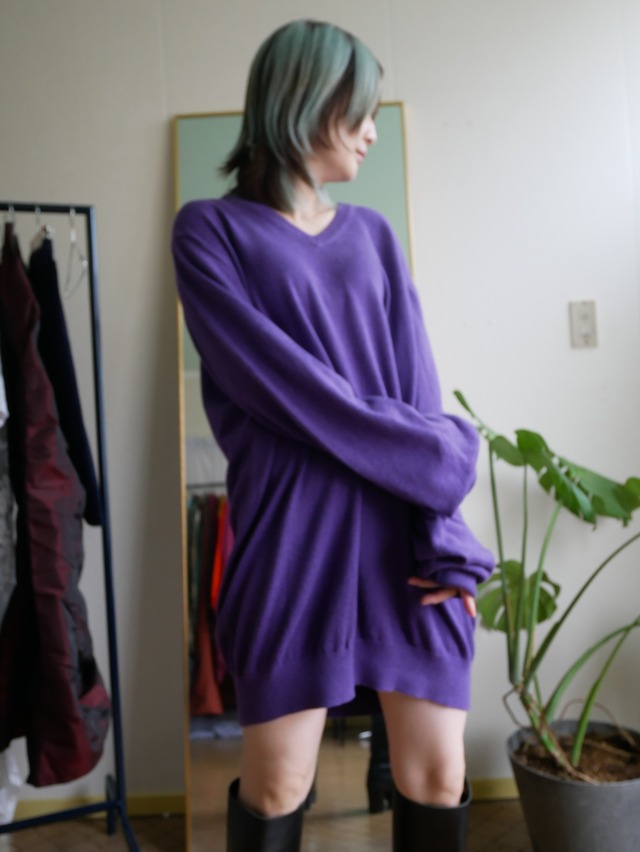 L.L.Bean Cotton Cashmere V-Neck Oversized Knit