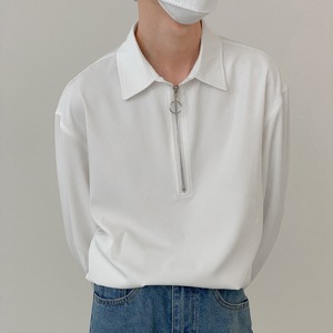 Half zipper long t-shirt   b-715