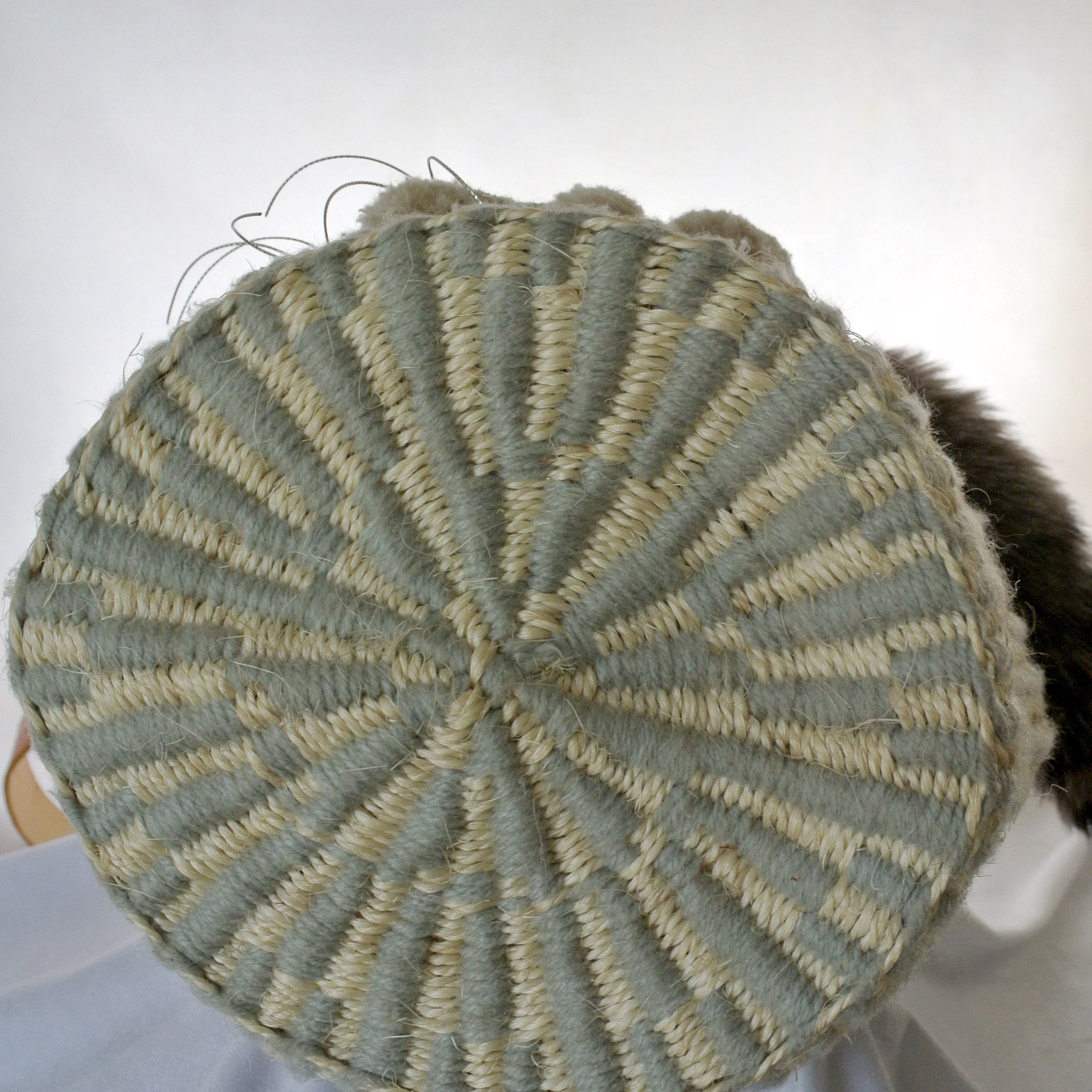 モコモコねこカゴバッグ サイザル×アクリル ショルダーVer. キジトラ