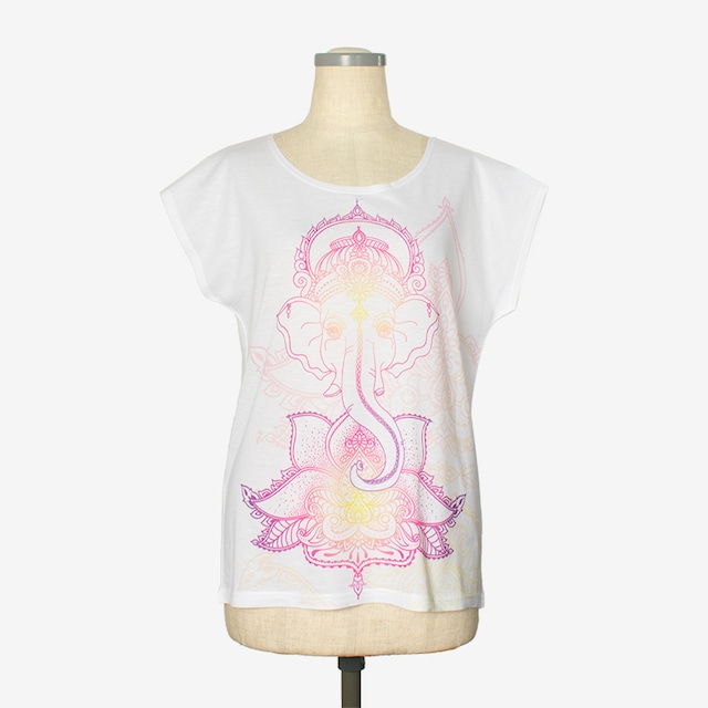 ヨガプリントTシャツ ガネシャ１　Yoga print T-shirt Ganesha1