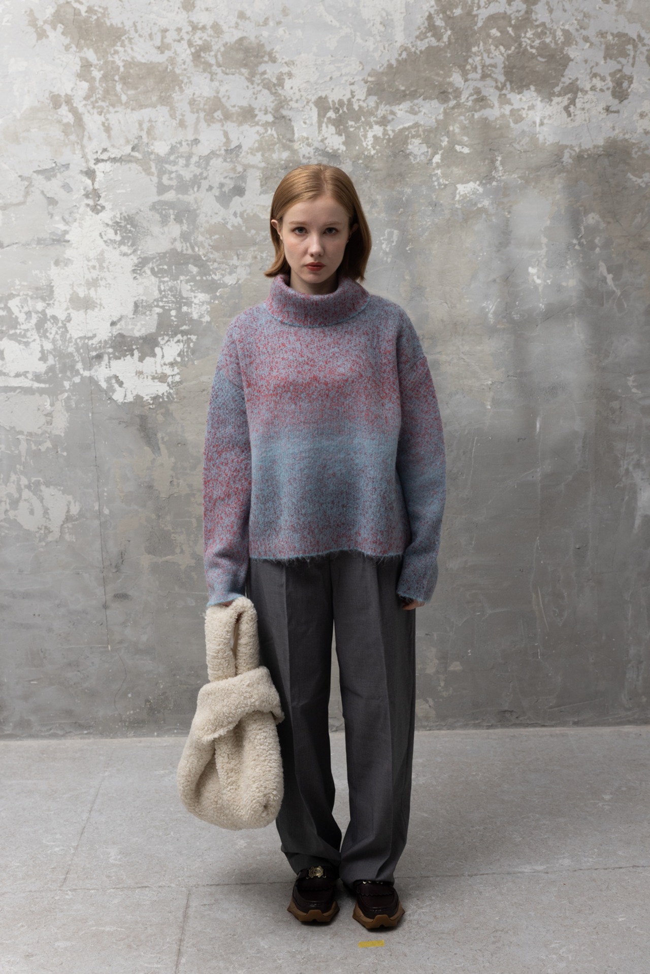 Gradient Mohair Double Face Turtle Knit
