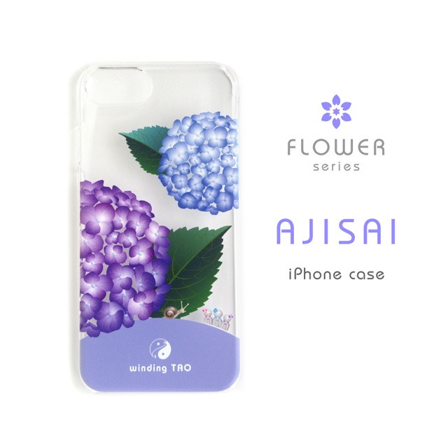 あじさい クリアiPhoneケース（大きいサイズ）〈紫陽花とお地蔵さま〉