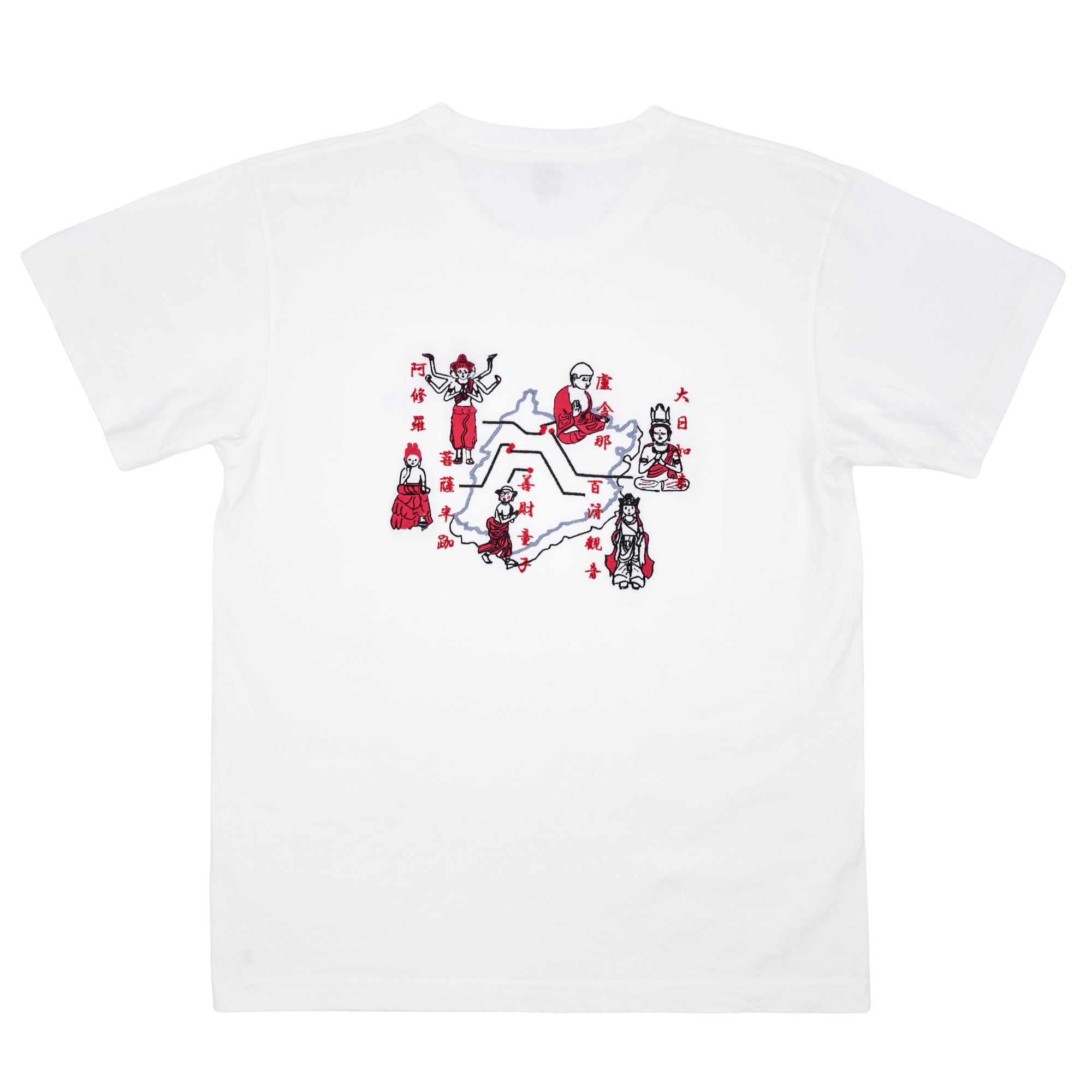 奈良の仏像マップ 仏像 Tシャツ (刺繍) 7.1oz ホワイト | BOSATSU