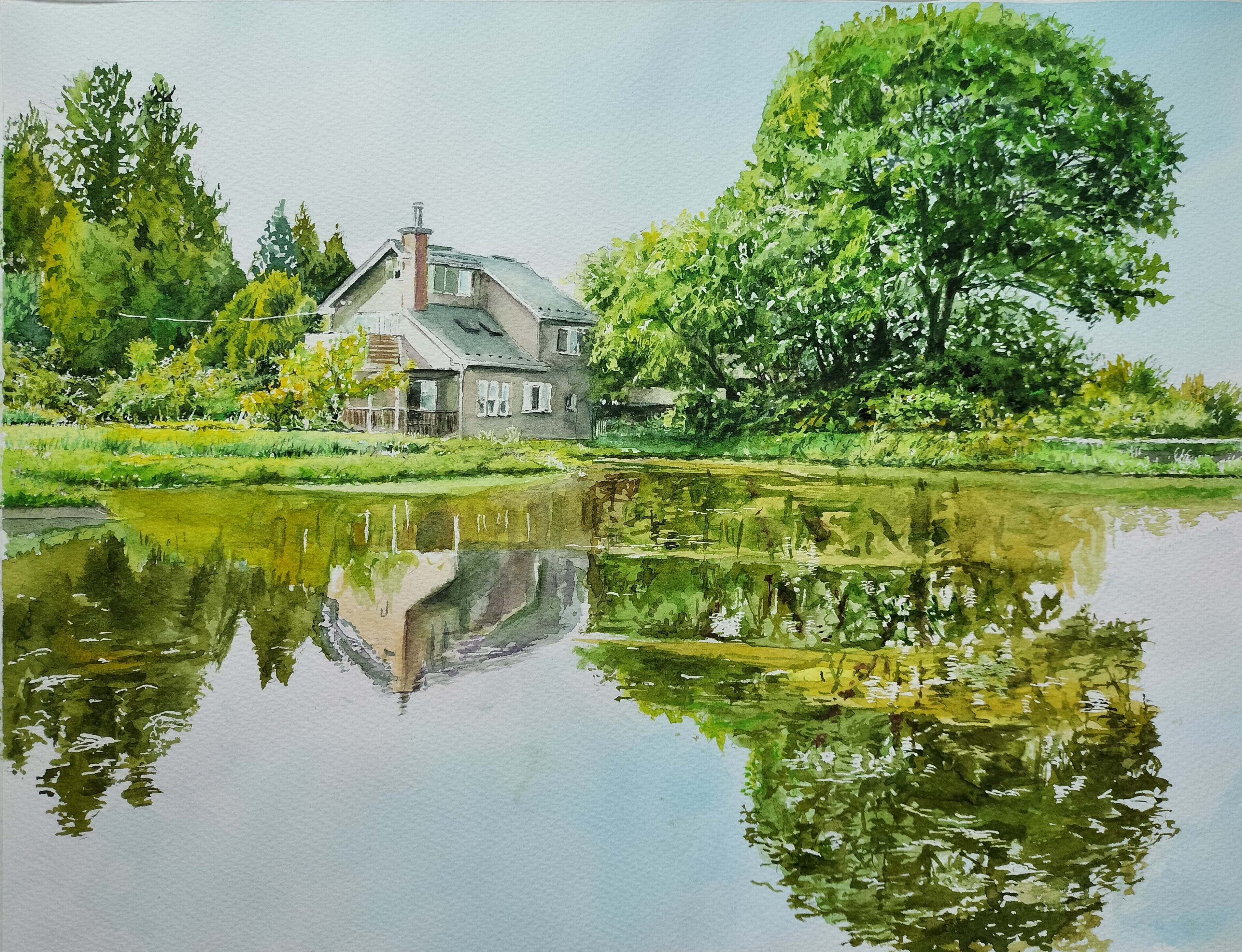 SOLD OUT 水彩画 風景画 画題「_虹色の落水」 | Pay ID