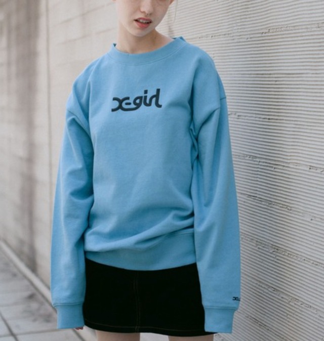 X-girl】THICK RUBBER MILLS LOGO CREW SWEAT TOP スウェット ...