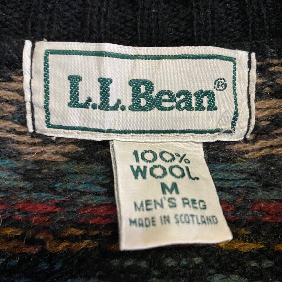 80年代 スコットランド製 L.L.Bean フェアアイル柄 ウールニット