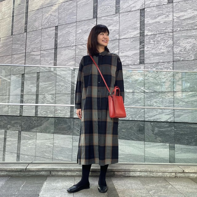 【再入荷】チェック シャツワンピース}
