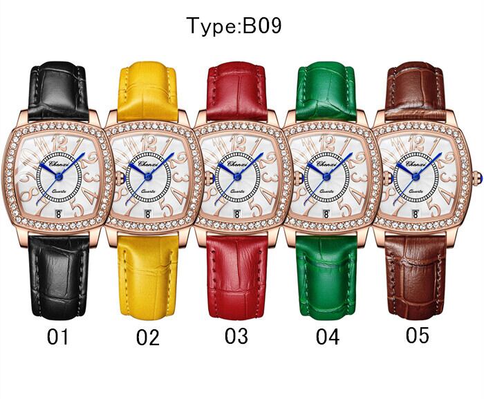 レディース腕時計 可愛いアラビア数字デザイン 防水 合皮本革バンド 