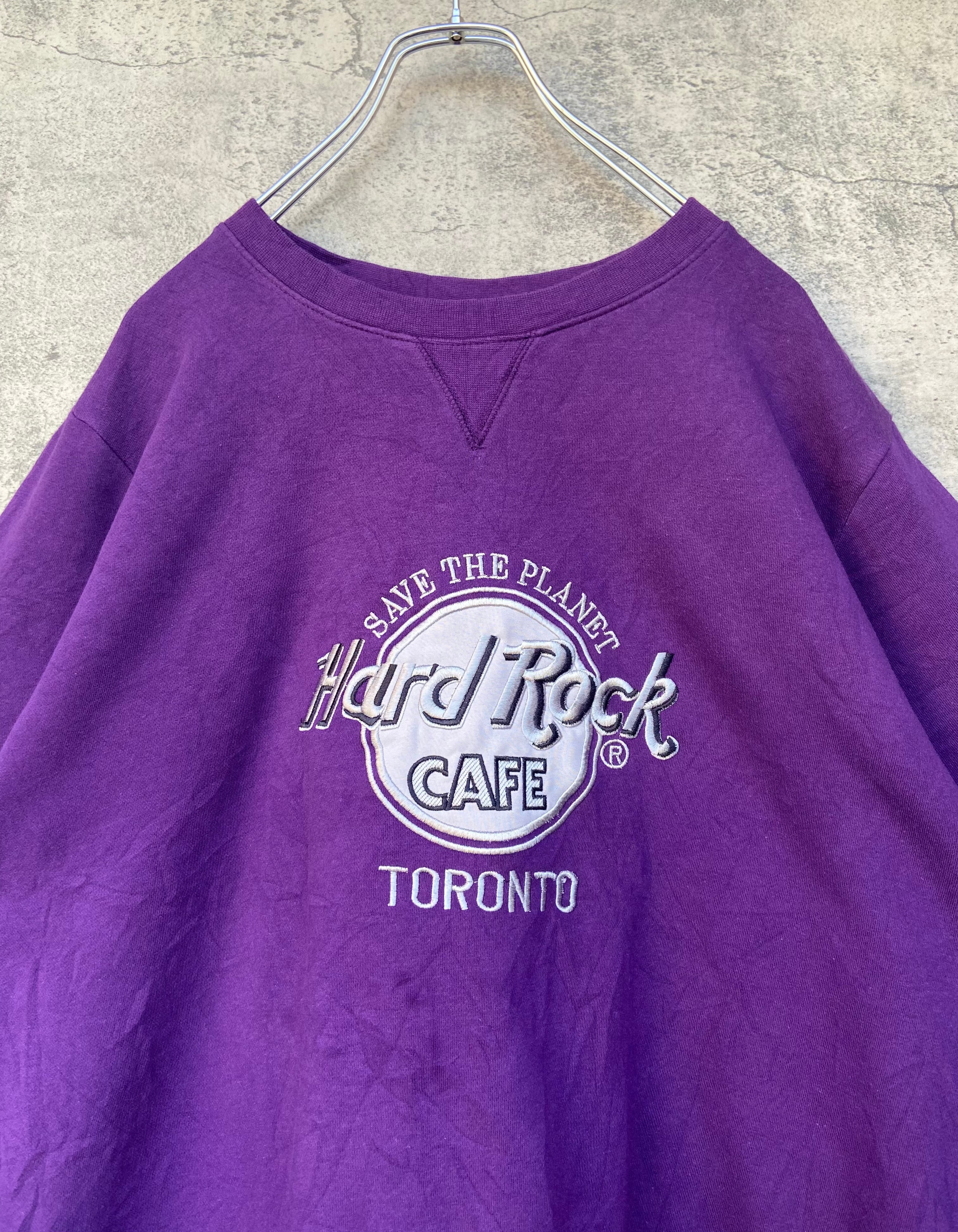 USA製 Hard Rock Cafe/ハードロックカフェ スウェット 刺繍ロゴ 紫