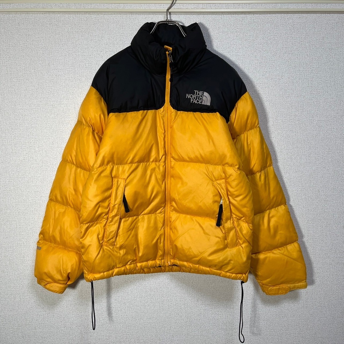 ノースフェイス ダウンジャケット ヌプシ 700 黒黄色 ワンポイントK4  