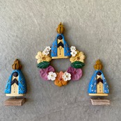 フォークアート OA 壁掛け フラワーリース&アパレシーダ