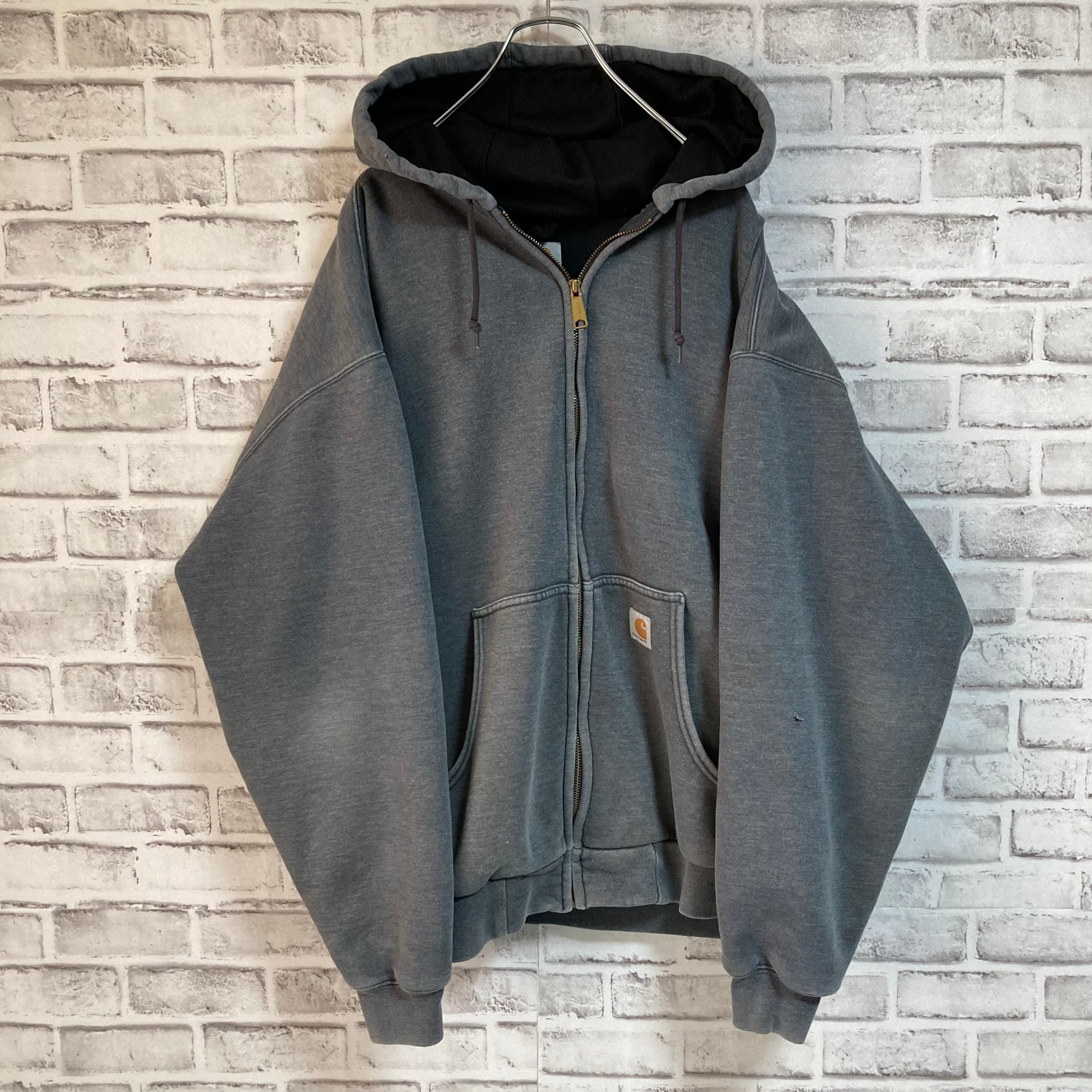 【carhartt】Zip Hoodie XL 2000s Y2K カーハート ジップパーカー フーディ 刺繍タグ メッシュ加工 肉厚 グレー  ビッグシルエット アメリカ USA 古着