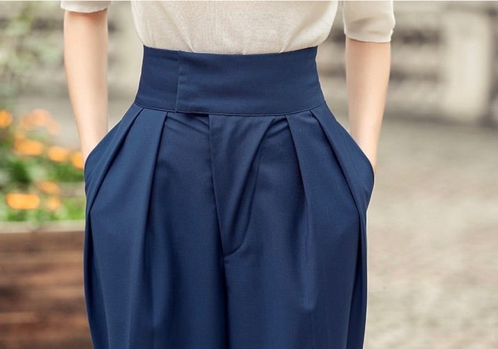 シンプルネイビーハイウエストパンツ | sharmant