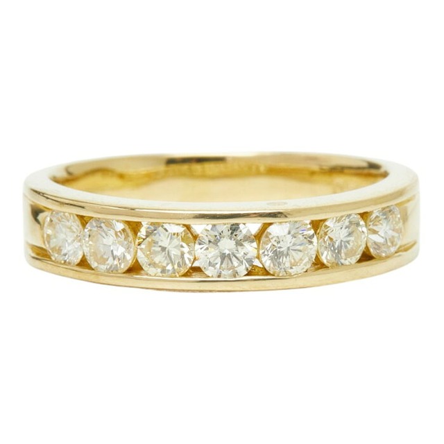 K18YG イエローゴールド ダイヤ0.70ct 一文字リング リング 指輪 レディース 11.5号 【中古】