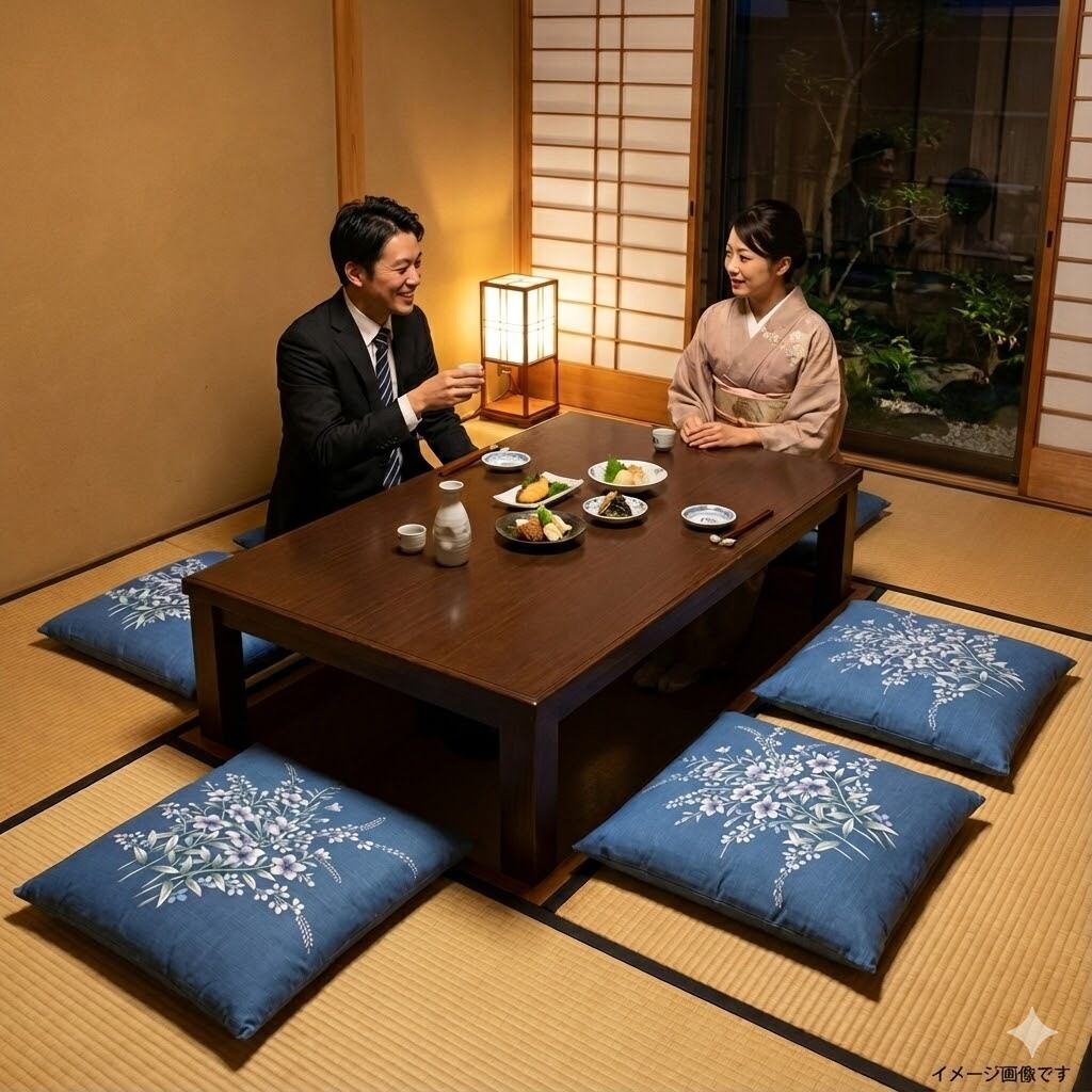 未使用　吉伸　婚礼座布団　高級座布団　5枚組　ふさ付　59x59cm レトロ 国産 銘仙判座布団 5枚組 「中わた たっぷり1kg」 ( 高島ちぢみ